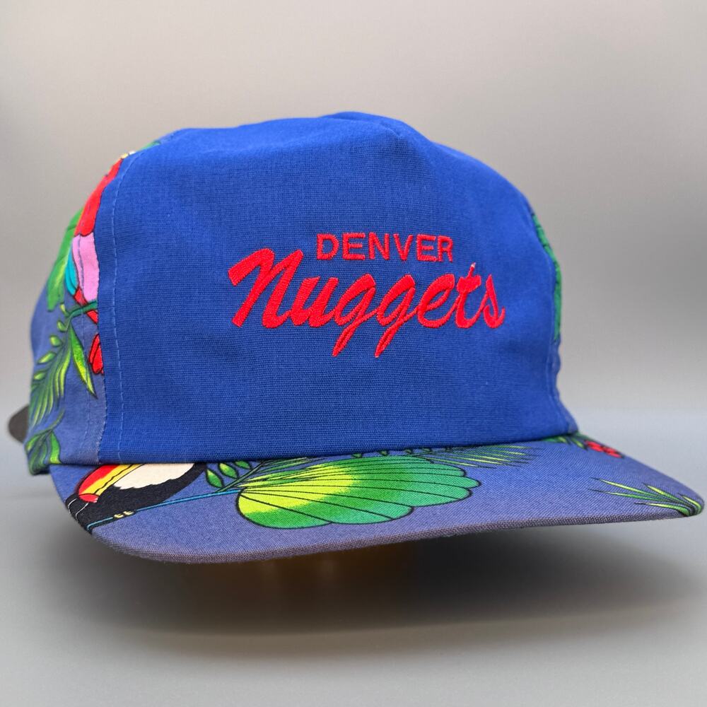 Vintage '90s Denver Nuggets floral print leather strapback hat